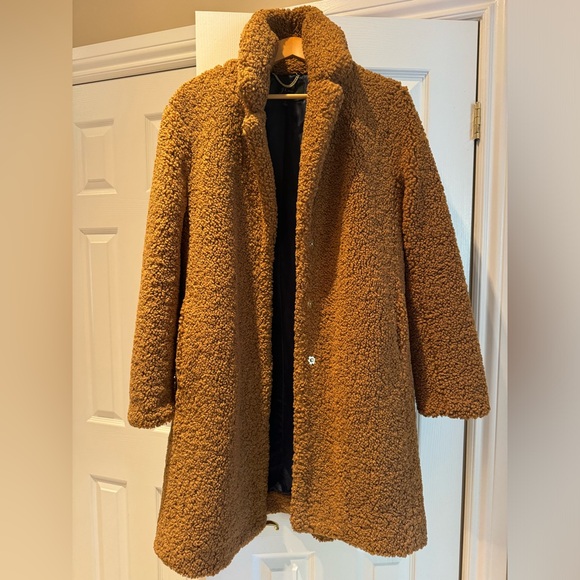 JCrew brown Teddy Coat in a size L - Picture 1 of 4